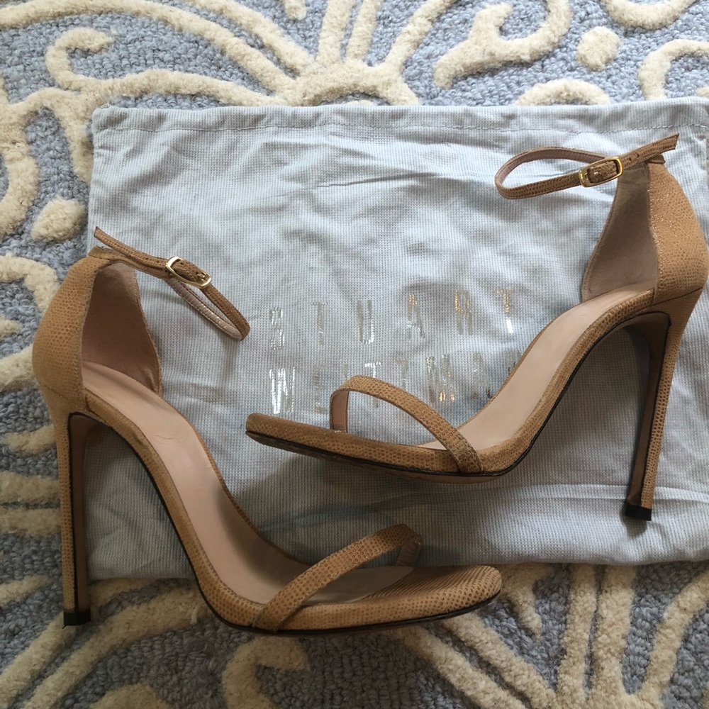 Stuart Weitzman Nudist Goosebump Leather Sandals